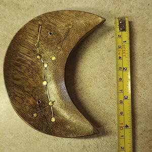 New Crescent moon Taurus zodiac sign wood decorative dish.